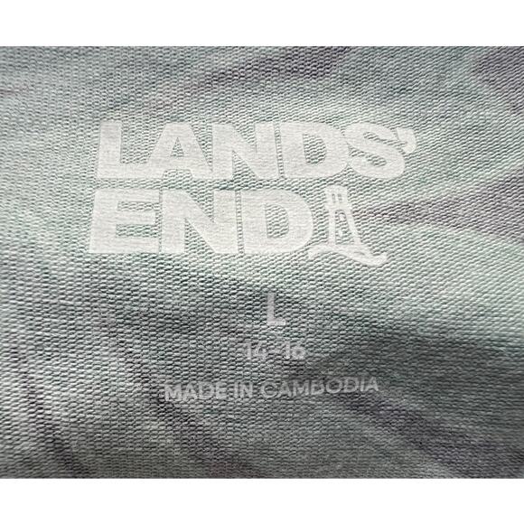 Lands' End Wmns Large 14-16 Cotton Stretch Tropical Print Maxi Dress Green Navy - Picture 4 of 12